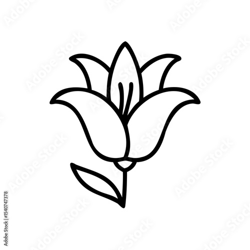 Hand drawn summer flower line art simple bloom