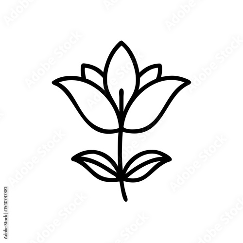 Hand drawn summer flower simple line art botanical illustration
