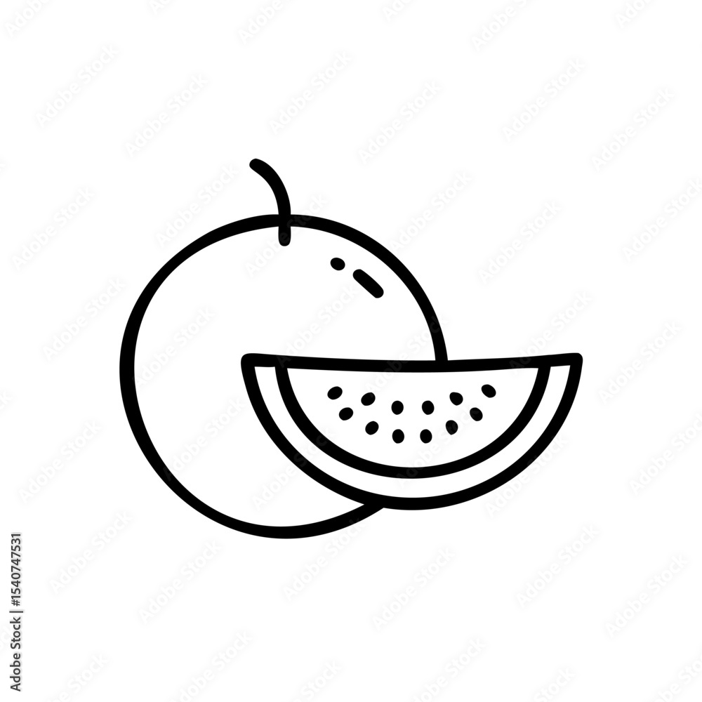 Obraz premium Hand drawn summer watermelon slice and whole watermelon