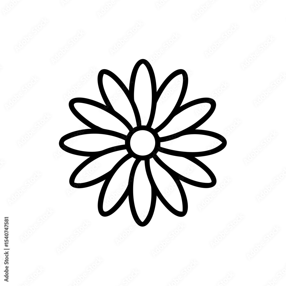 Fototapeta premium Simple hand drawn summer daisy flower outline icon