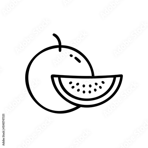 Hand drawn summer watermelon slice and whole watermelon