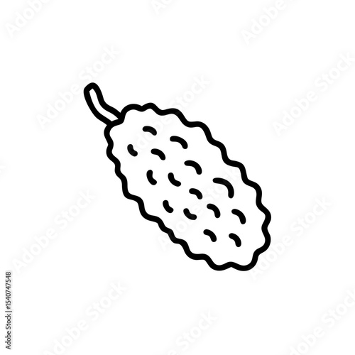 Hand drawn summer bitter melon line art icon
