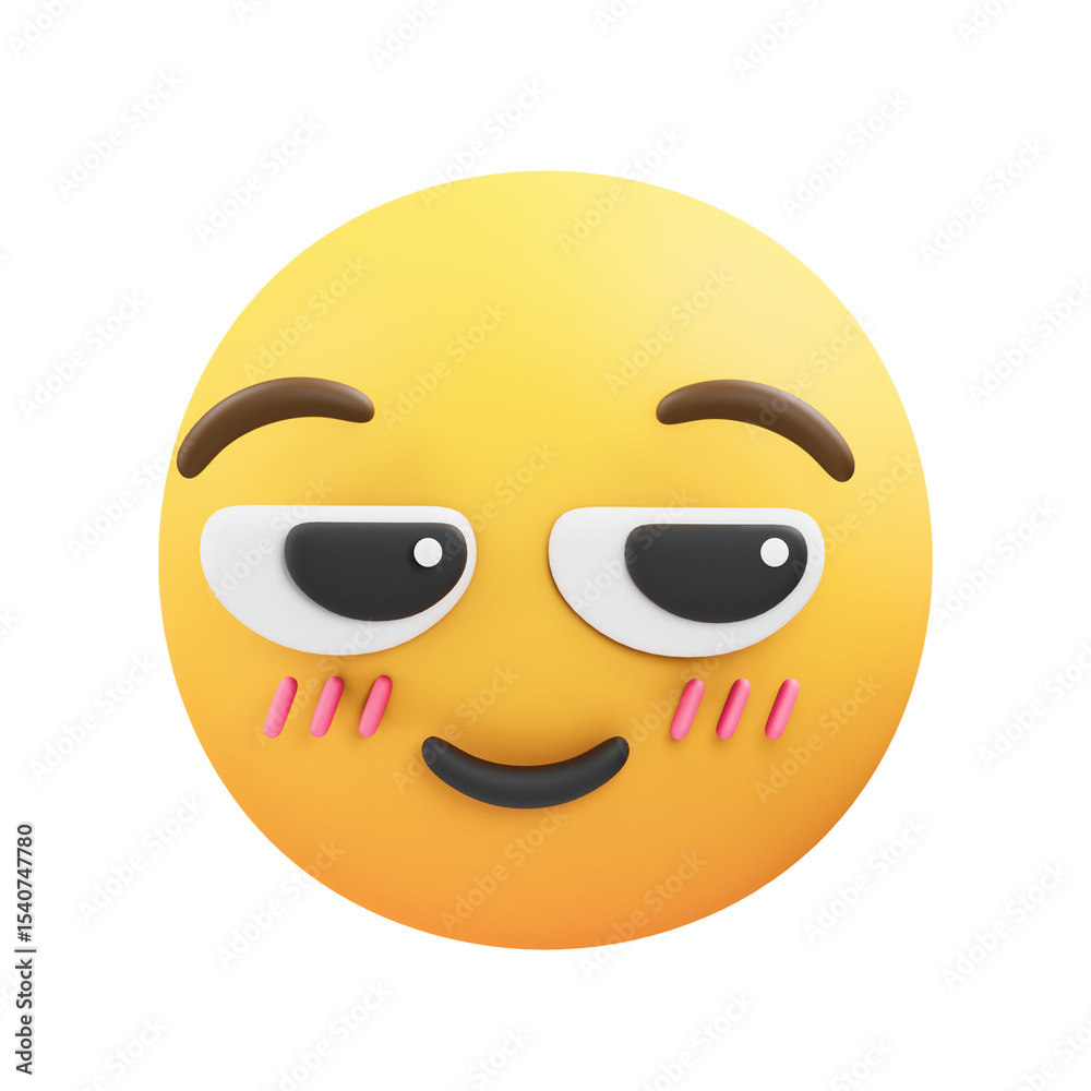 Fototapeta premium Shy Emoji 3D Illustration