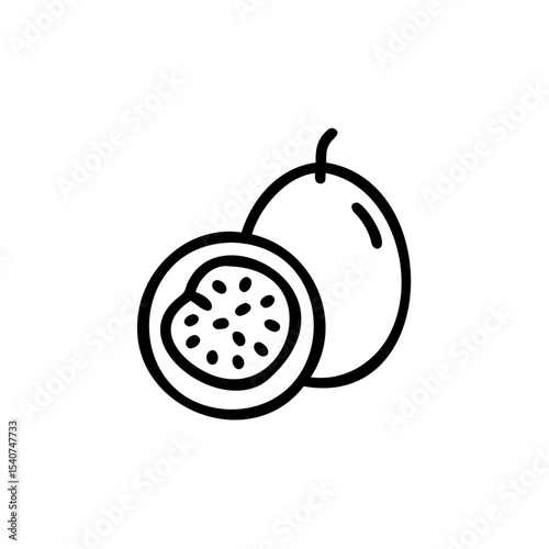 Hand drawn passion fruit illustration summer fruit whole and half