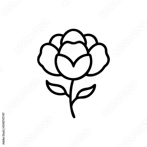 Hand drawn summer flower line art simple bloom design