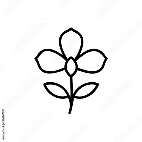 Simple hand drawn summer flower line art graphic