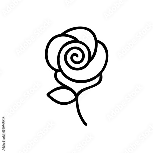 Elegant hand drawn rose summer floral design element