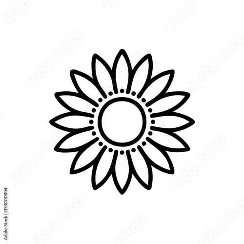 Hand drawn summer sunflower line art floral design element