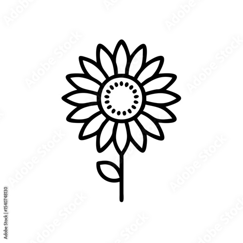 Hand drawn summer sunflower line art graphic design element
