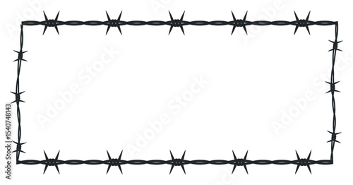 Simple black barbed wire frame on white background