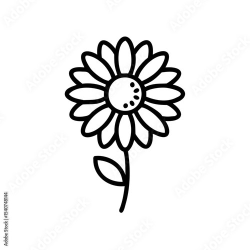 Hand drawn summer flower line art simple design