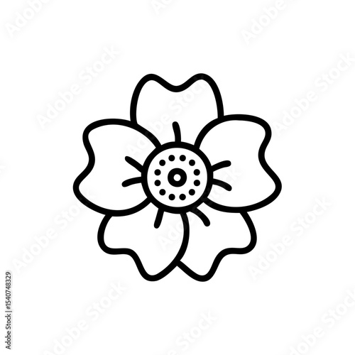 Hand drawn summer flower line art simple design