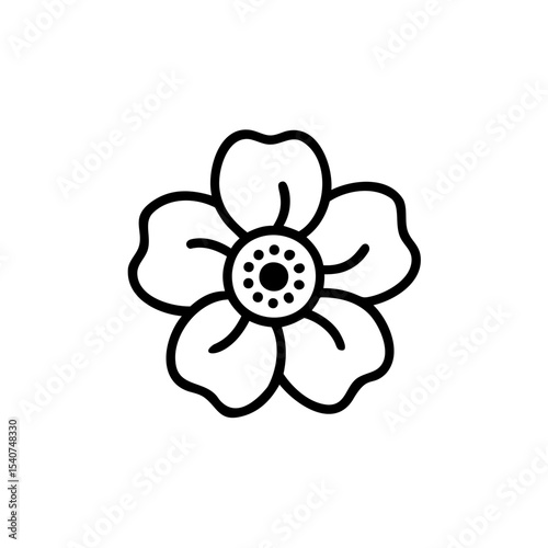 Hand drawn simple summer flower line art icon design