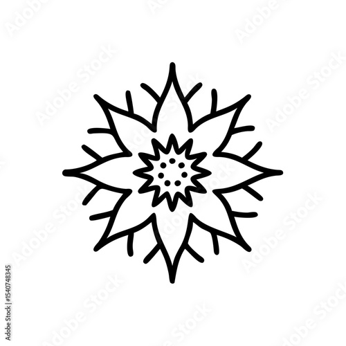 Hand drawn summer flower line art design element