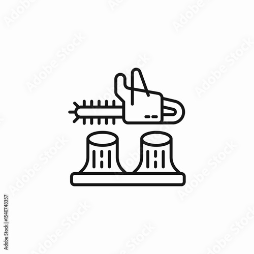 chainsaw tree stumps cut icon sign vector