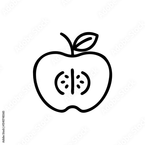 Hand drawn line art apple summer fruit icon