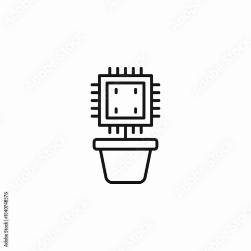 cpu plant pot icon sign vector