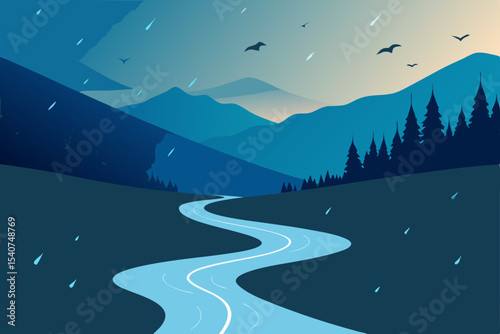 winter landscape with mountains