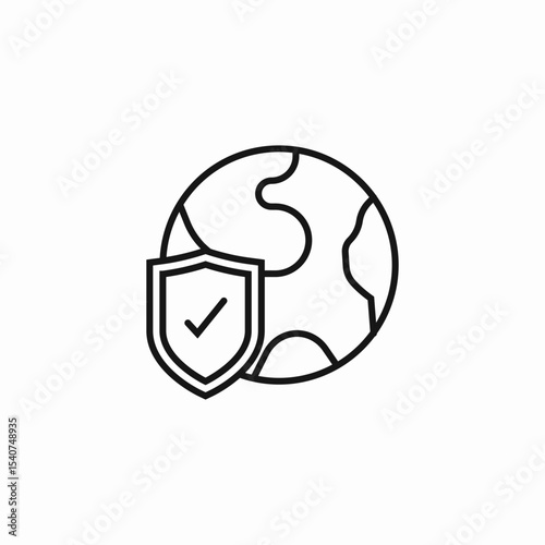 earth protection shield icon sign vector