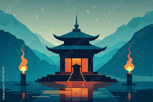 buddhist temple in the morning