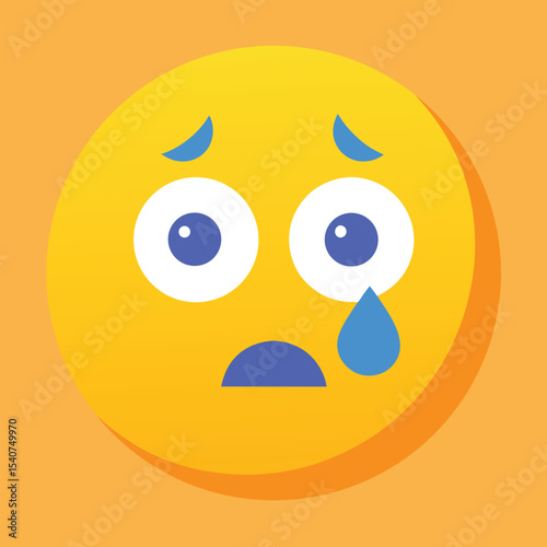 Crying Emoji Icon Emotional Sadness, Tears, and Digital Expression Illustration