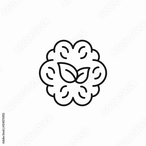 green brain leaves icon sign vector