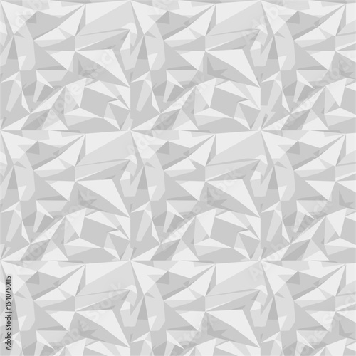 Abstract White and Grey Geometric Polygonal Facet Seamless Pattern