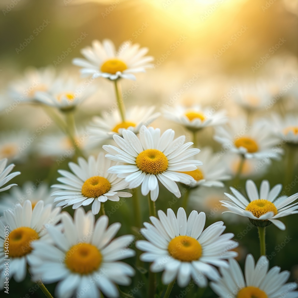 Bunch white daisies with bright yellow centers. Blooming spring garden creates joyful scene. Nature, spring, beauty, fresh, outdoors, season, colours, growth, plant, landscape, rural, joyful, Bunch white daisies with bright yellow centers. Blooming spring garden creates joyful scene. Nature, spring, beauty, fresh, outdoors, season, colours, growth, plant, landscape, rural, joyful,