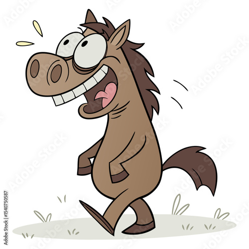 Cartoon Horse with Sleepy Expression – Funny Animal Character on White Background

