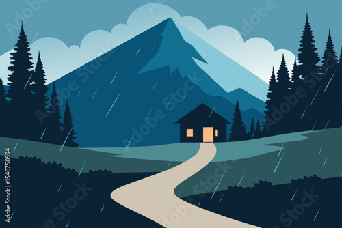 mountain landscape with lake and mountains
