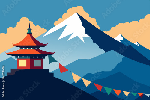 mountain landscape with mountains and clouds