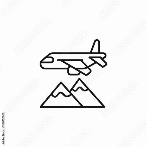 plane above mountains icon sign vector