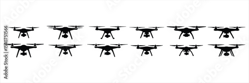 drone icon set vector silhouette on white background.