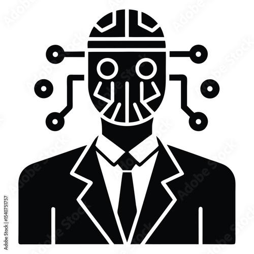 Artificial intelligence businessman icon glyph