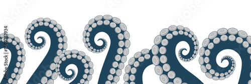 Abstract octopus tentacles pattern in dark blue and light gray