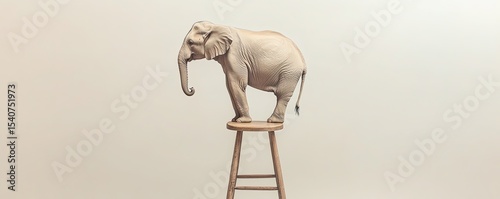 Elephant on Stool Surreal Image