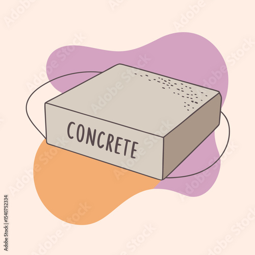 Single concrete block illustration design element