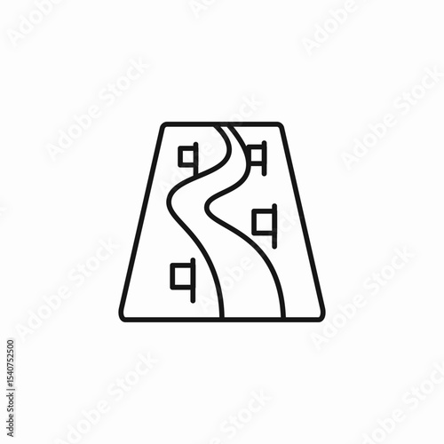 winding road flags icon sign vector