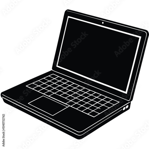 Black silhouette of a modern laptop computer