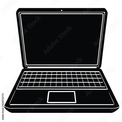 Black silhouette laptop computer icon
