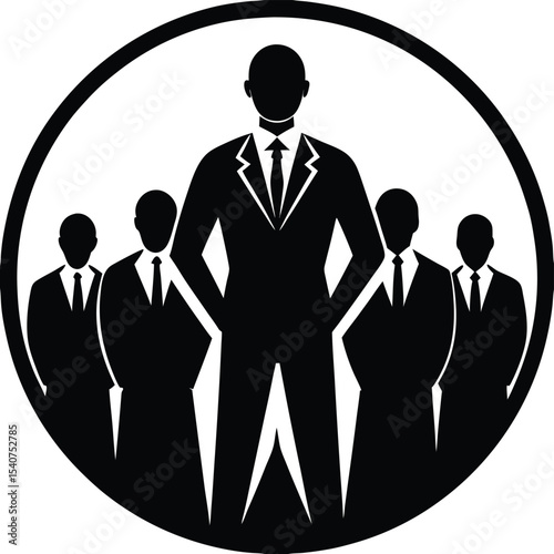 Business leader with team in circle icon