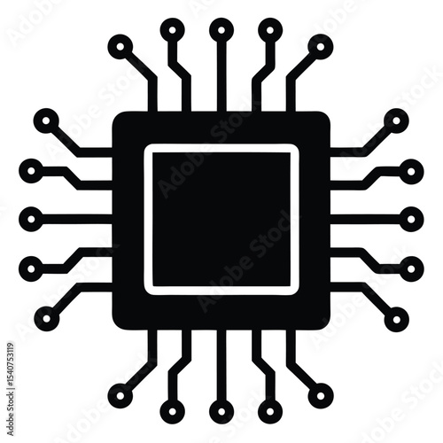 Microchip icon black and white illustration
