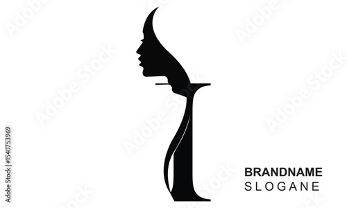 Initial letter I  beauty women face logo design. Unique and luxury feminine vector illustration.