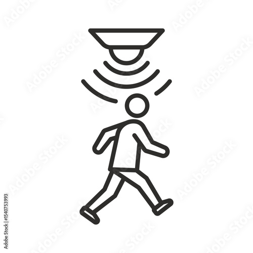 Motion sensor icon. Linear vector illustration. Sensor wave. Home alert detection. Simple symbols. Move radio signal.