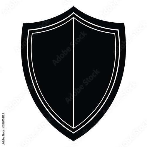 Black shield icon with double border graphic
