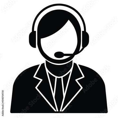 Customer service agent icon black and white