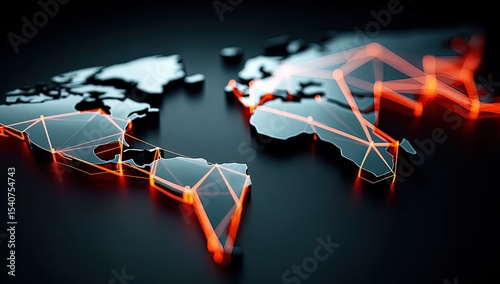 World Map with Glowing Network