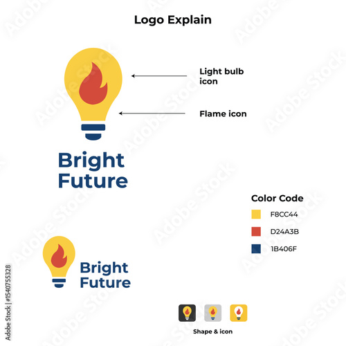 Bright Future Logo – Light Bulb and Flame Innovation Icon