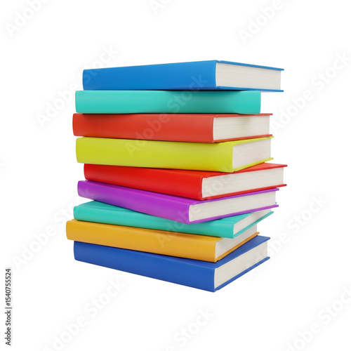 Wallpaper Mural Stack of Colorful Books in 3D Style on Transparent Background Torontodigital.ca