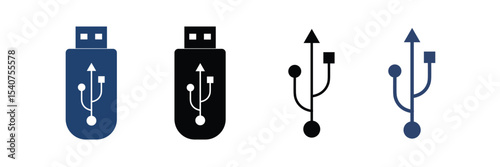 USB icon vector. Flash Drive, disk icon set symbol isolated on white background.